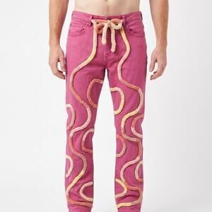 Reelistik NYC Cotton Blend Pink Stretch Jeans Men Size 32